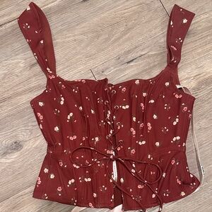 House of CB Floral Lace-Up Corset Top